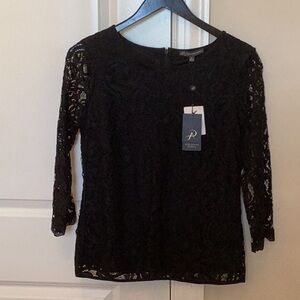 Adrianna Papell Black Lace Top Size Medium
